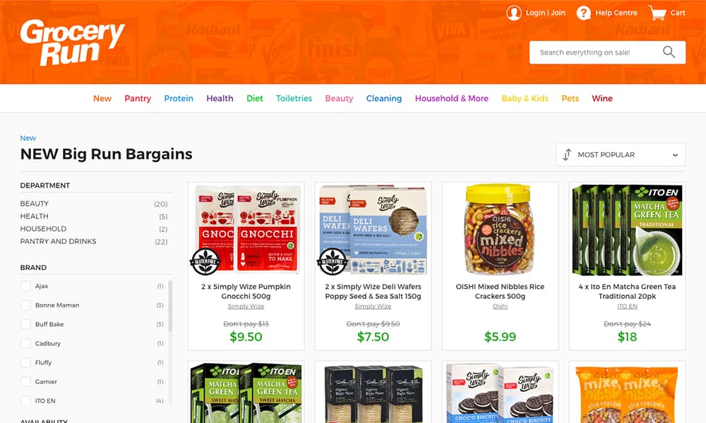 Grocery Run homepage