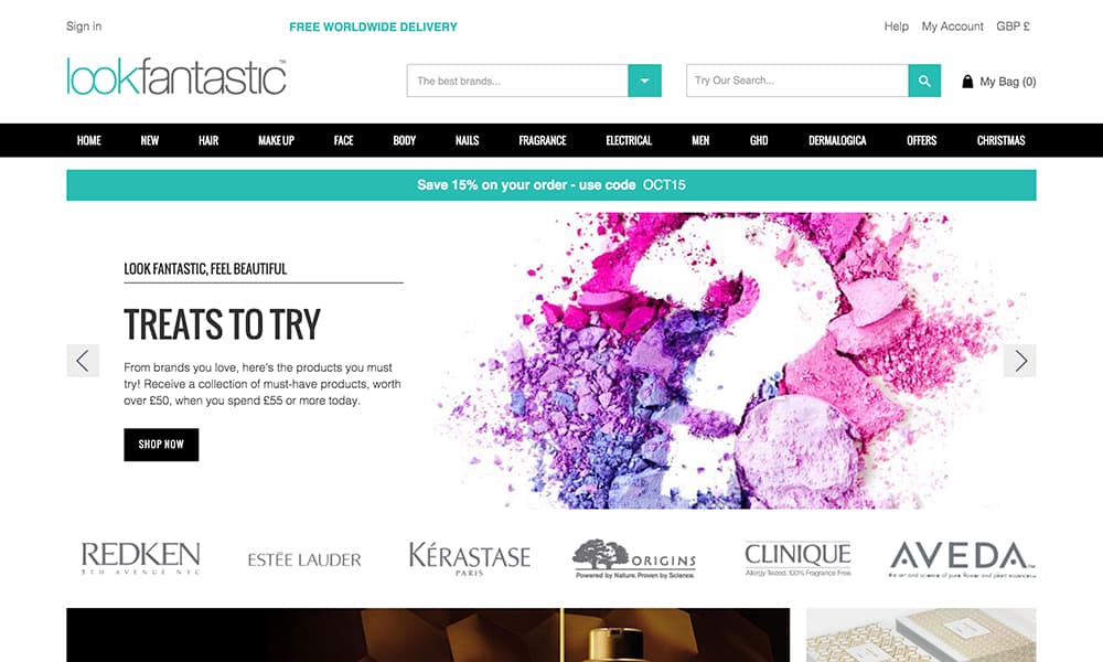 Lookfantastic homepage