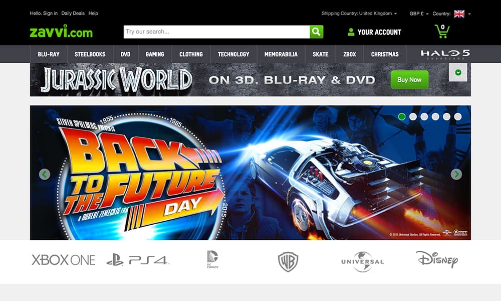 Zavvi homepage