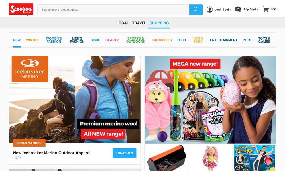 Scoopon Shopping homepage